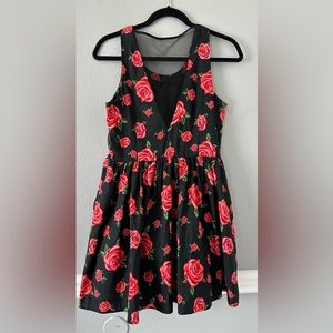 Cute rose floral black dress